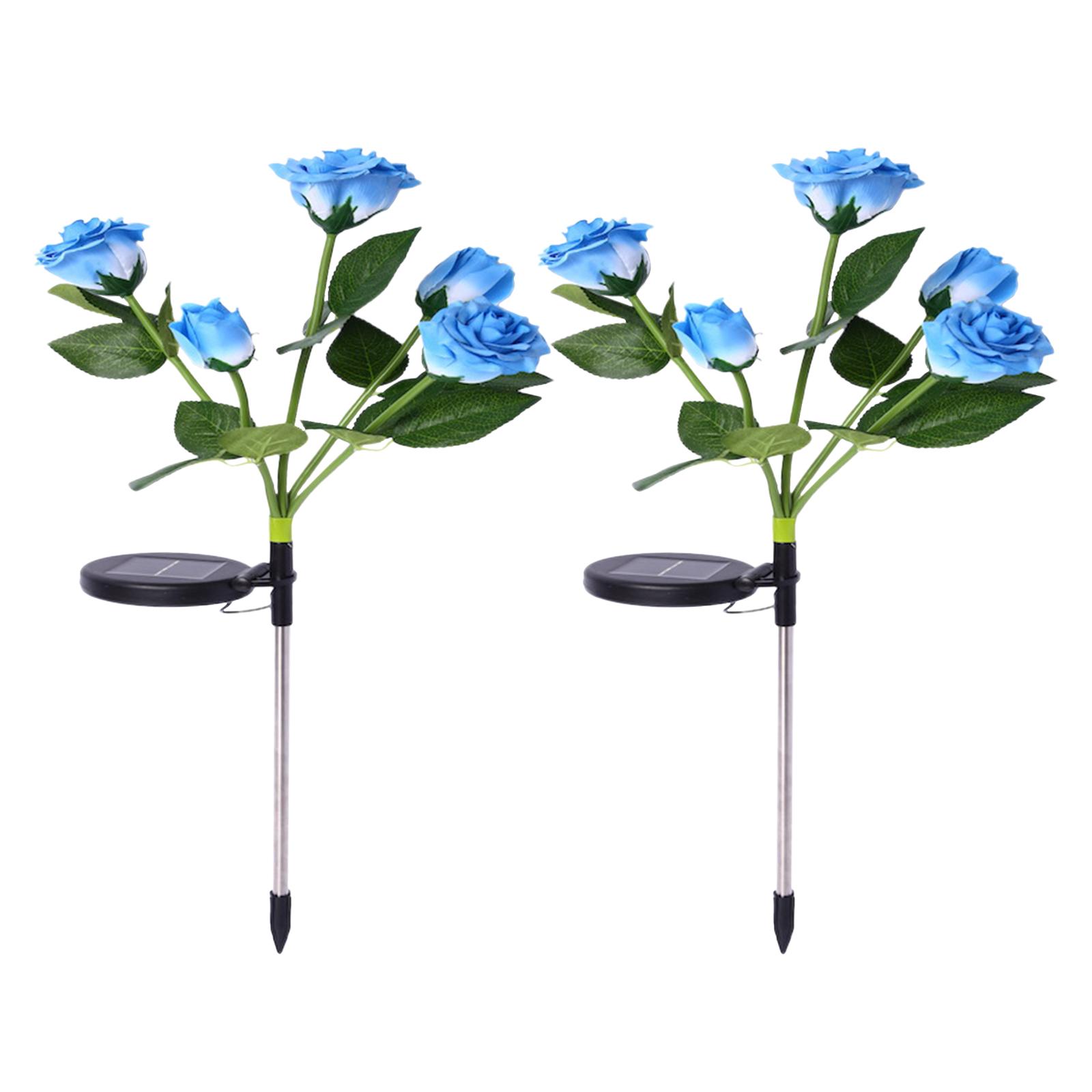 Set 2 Nhánh Đèn Led Rgb Ngoài Trời Kiểu Dáng 5 Bông Hoa Hồng Chống Nước