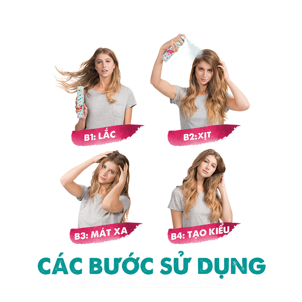 Dầu Gội Khô Batiste Dry Shampoo 200ml Hết Ngứa, Hết Bết Dính Tóc Bồng Bềnh Tức Thì