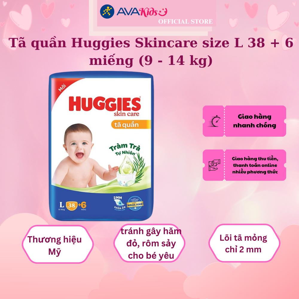 Tã quần Huggies Skincare size L 38 + 6 miếng (9 - 14 kg)