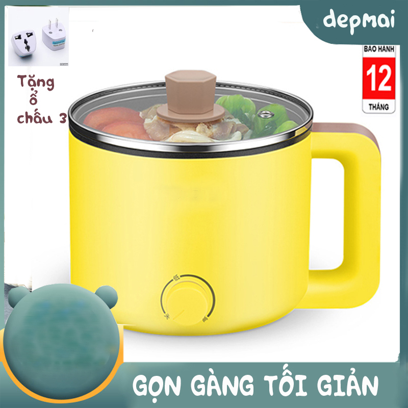 Ca điện đa năng nấu mỳ, lẩu, hấp, luộc,... chống dính công nghệ Hàn Quốc 1,5L QC-DZ2715 ( tặng bộ bát , thìa, muôi )