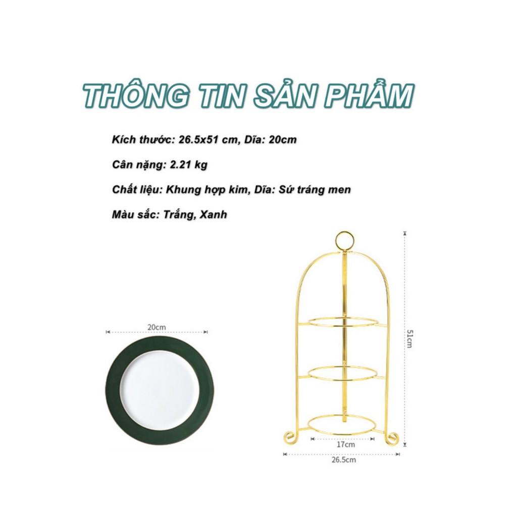 Đĩa bánh 3 tầng trang trí để bàn ăn MORANDI SILK GOLD