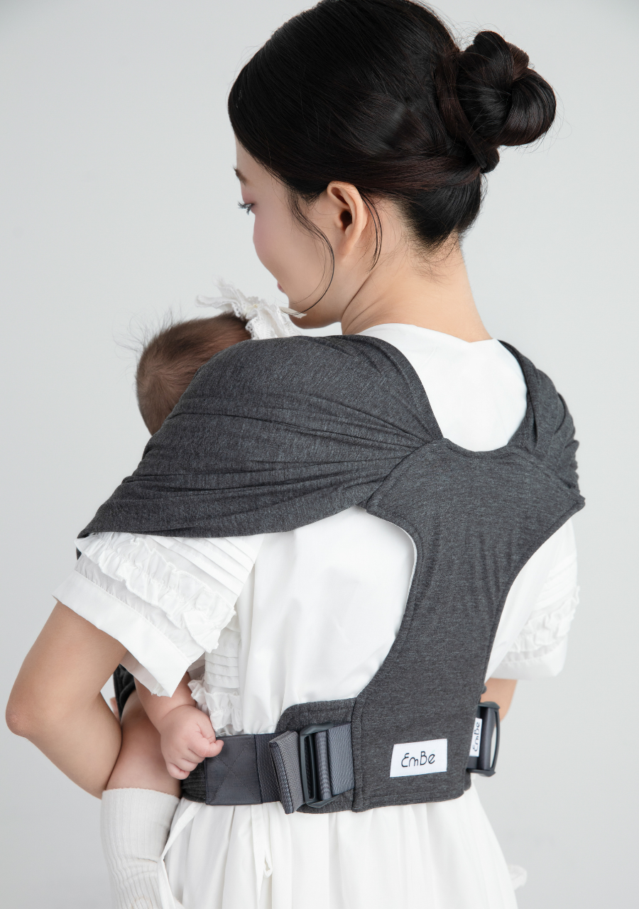 [THIẾT KẾ MỚI] Địu Vải EmBé Sling Cao Cấp Màu Charcoal Cho Bé Từ 0 Đến 24 Tháng Tuổi