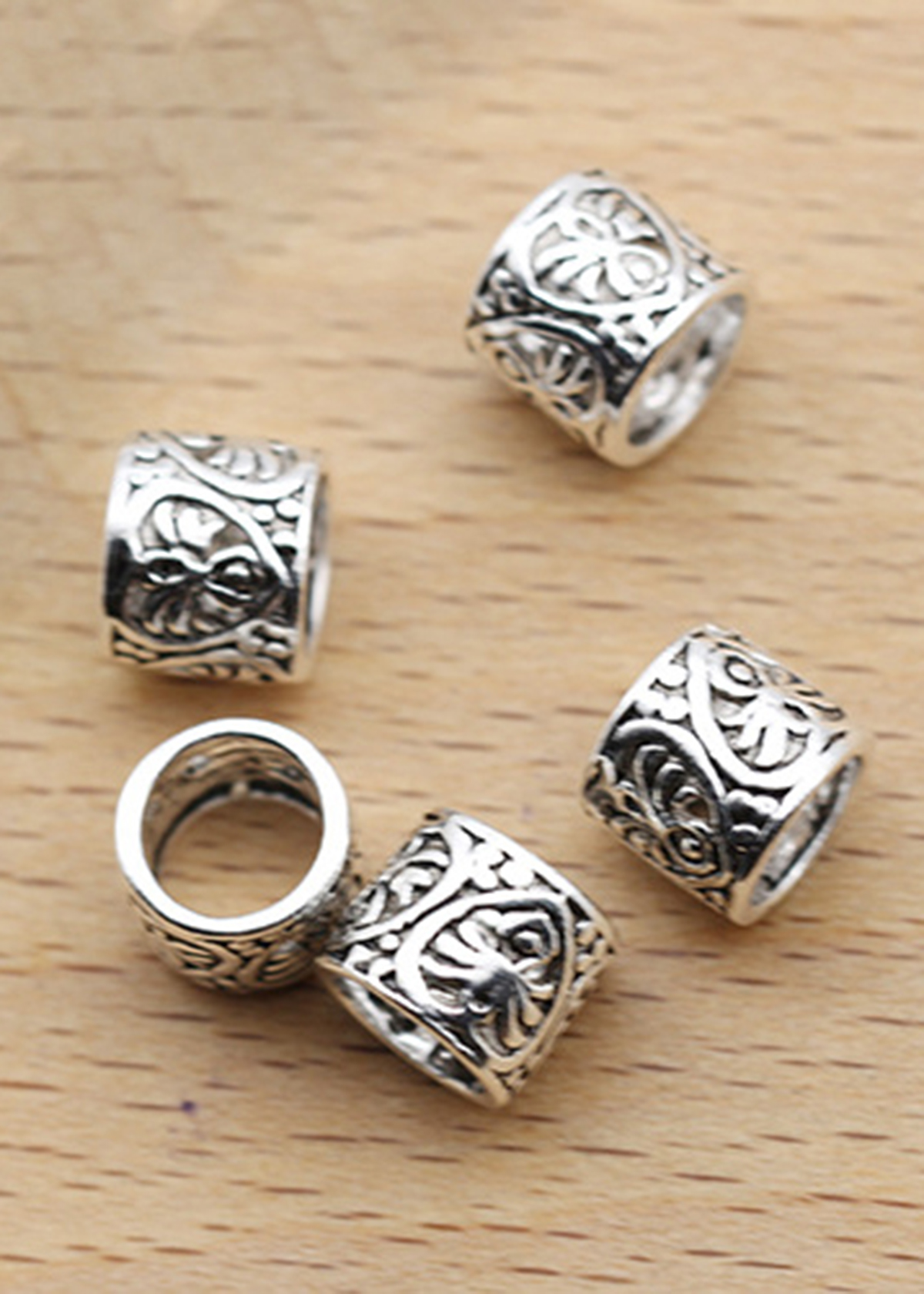 Hình ảnh Combo 2 cái charm bạc chặn hạt họa tiết hoa văn - Ngọc Quý Gemstones