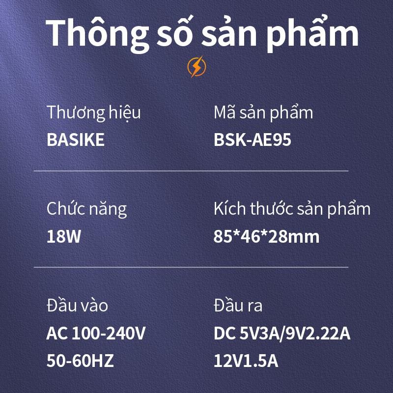 Củ Sạc Nhanh BASIKE AE95 Mini 18W Sạc Nhanh QC3.0 Cho iPhone HUAWEI Samsung-Hàng chính hãng