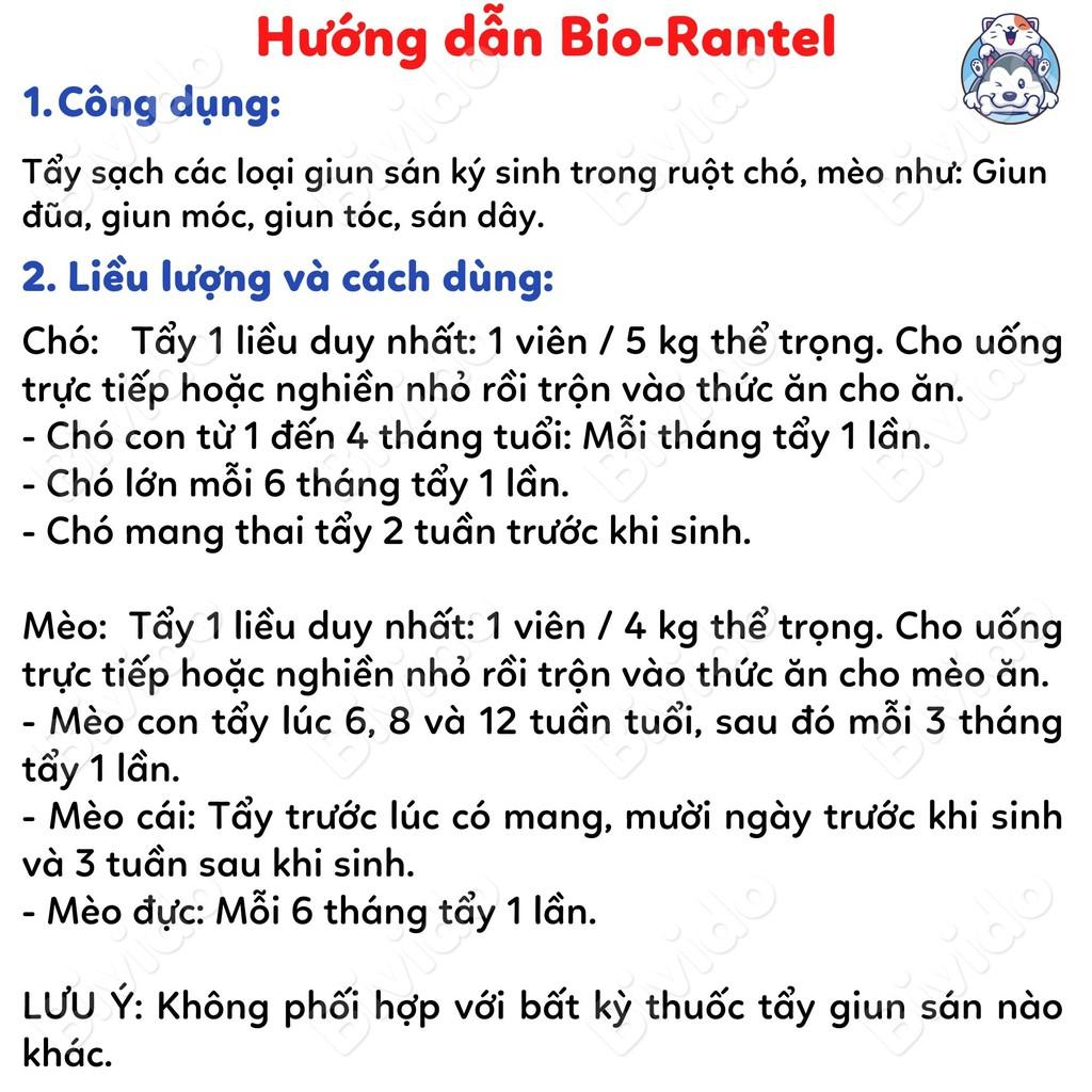 Bio-Rantel sổ giun chó mèo viên 600mg - Bivido