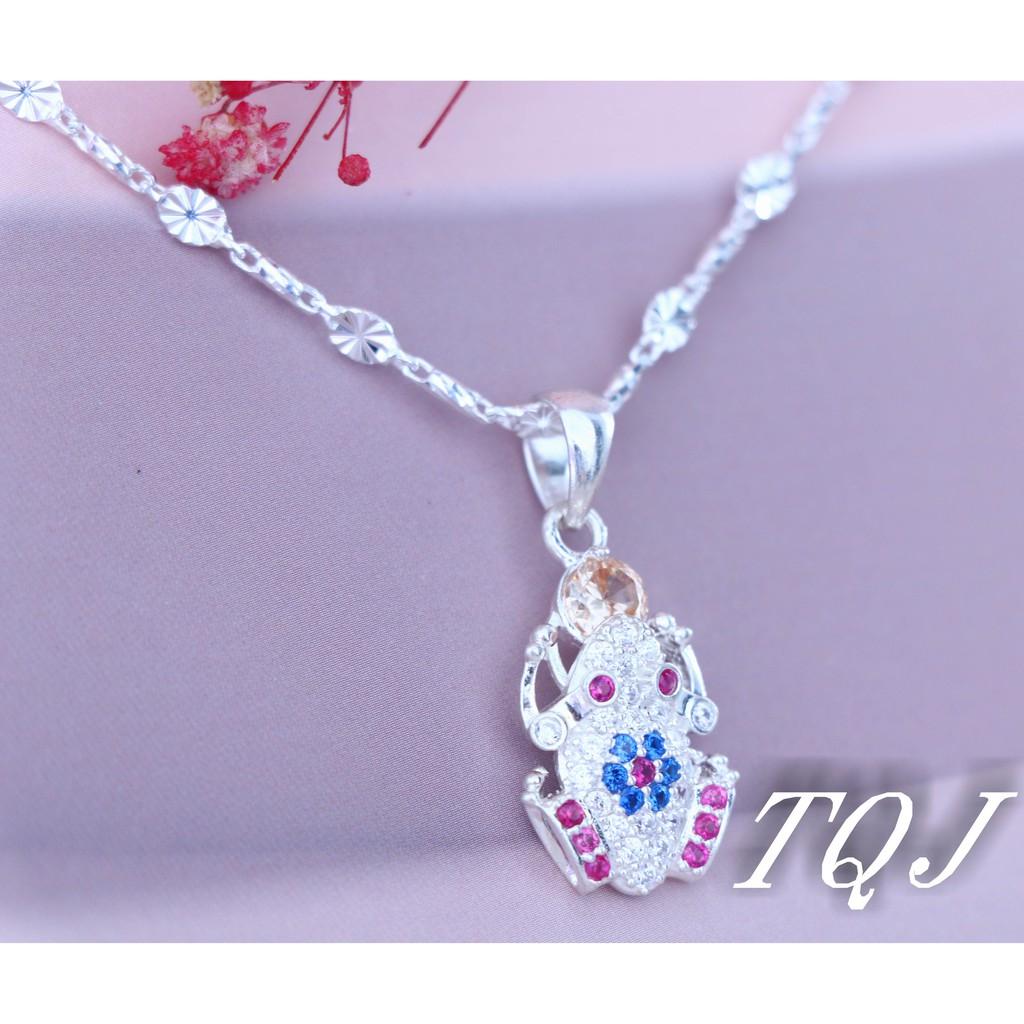 Dây chuyền bạc kết hợp mặt cóc ngậm ngọc