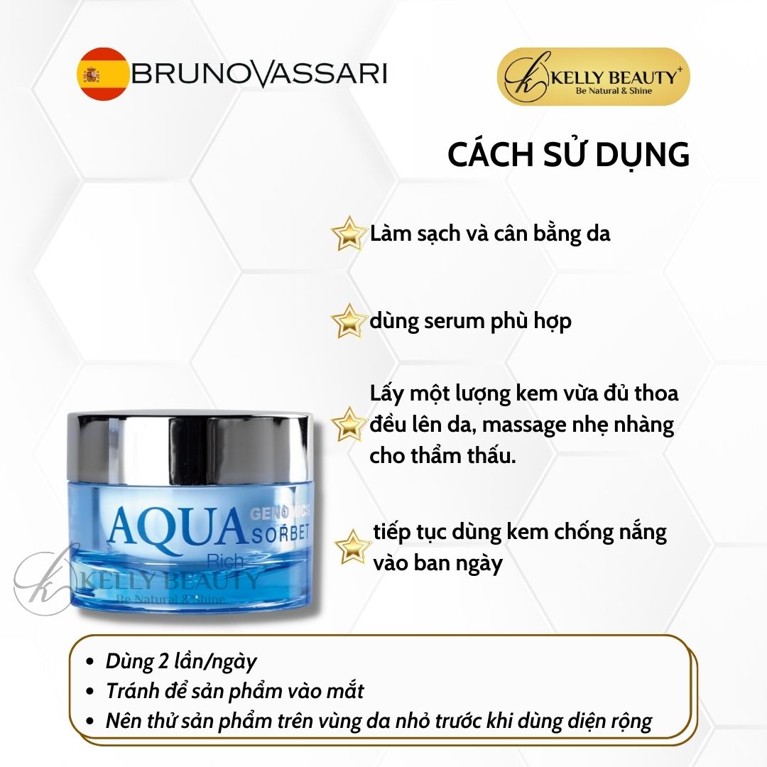 Kem Dưỡng Ẩm Cho Da Khô Aqua Genomics Sorbet Rich - Bruno Vassari | Kelly Beauty