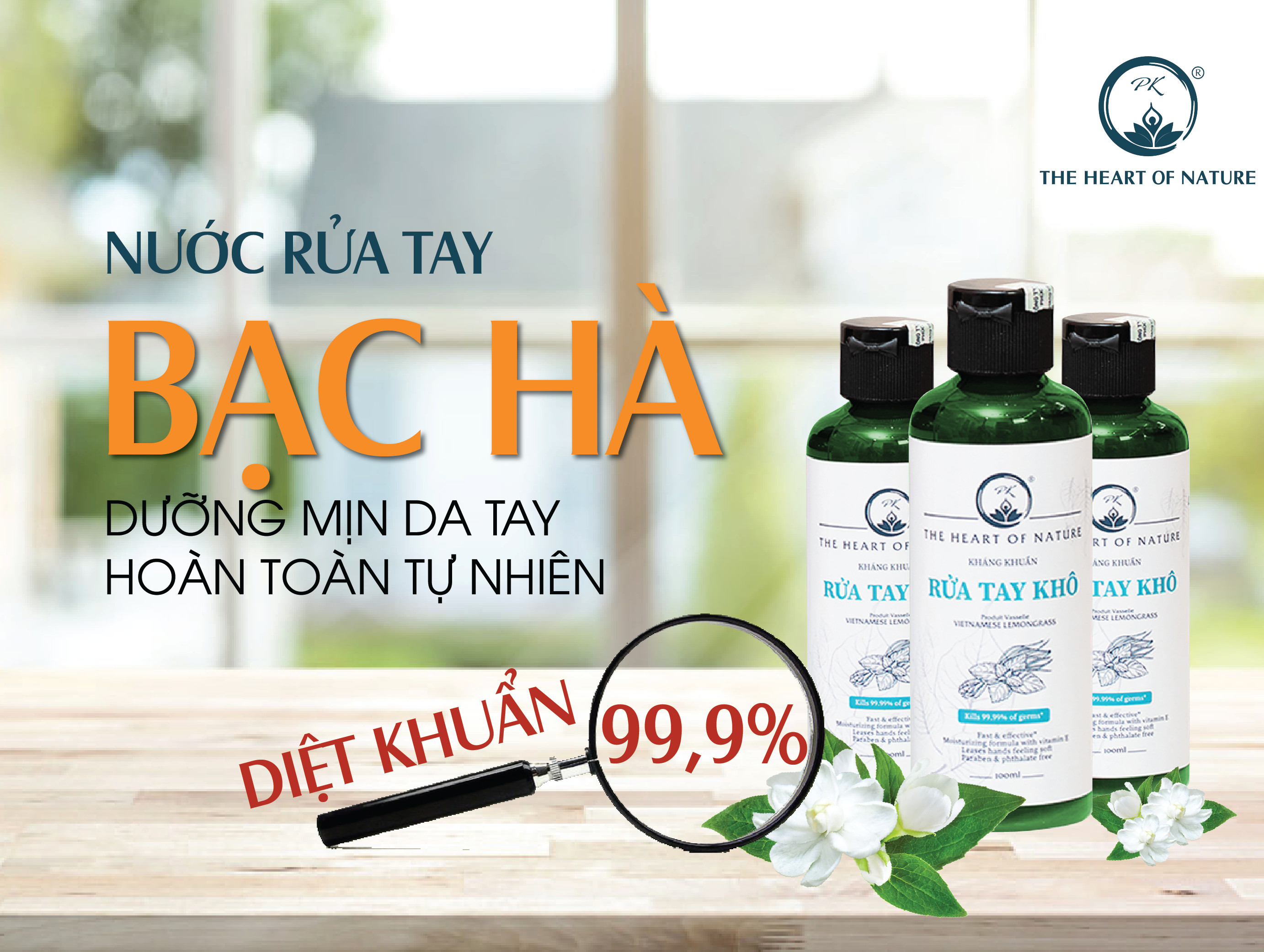 Nước rửa tay khô tinh dầu Bạc Hà PK 100ML – khô nhanh, có kiểm định diệt khuẩn 99,9%