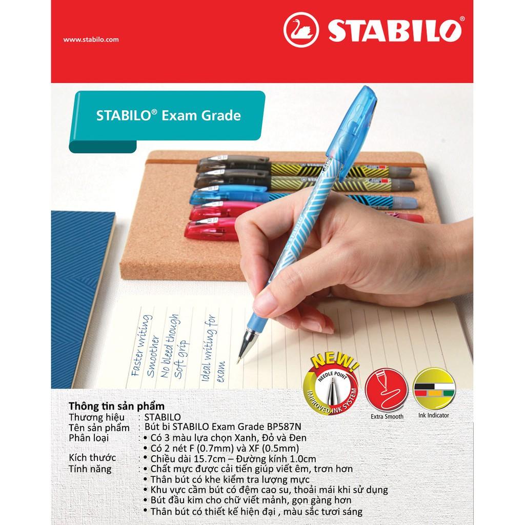 Bộ 3 bút bi STABILO Exam Grade BP587NF 0.7mm (2 xanh+1 đỏ) + Bút xóa Correction Pen CPS88 (BP587NF-C3B+)