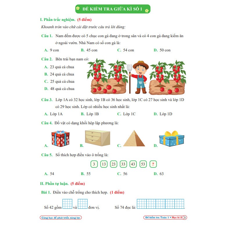 Sách - Combo Bài Tập Tuần và Đề Kiểm Tra Toán 1 - Cùng Học Để Phát Triển Năng Lực - Học Kì 2