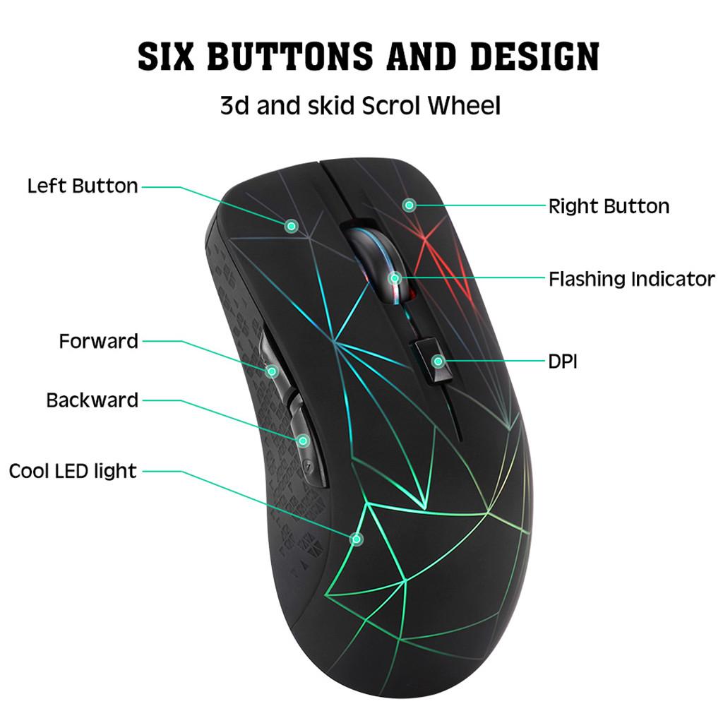 Chuột Không Dây 2.4G Máy Tính Bluetooth 2 Trong 1 Chuột Chơi Game Backlit Hai Chế Độ 1600Dpi Sạc Không Dây Chuột Cho máy Tính Laptop