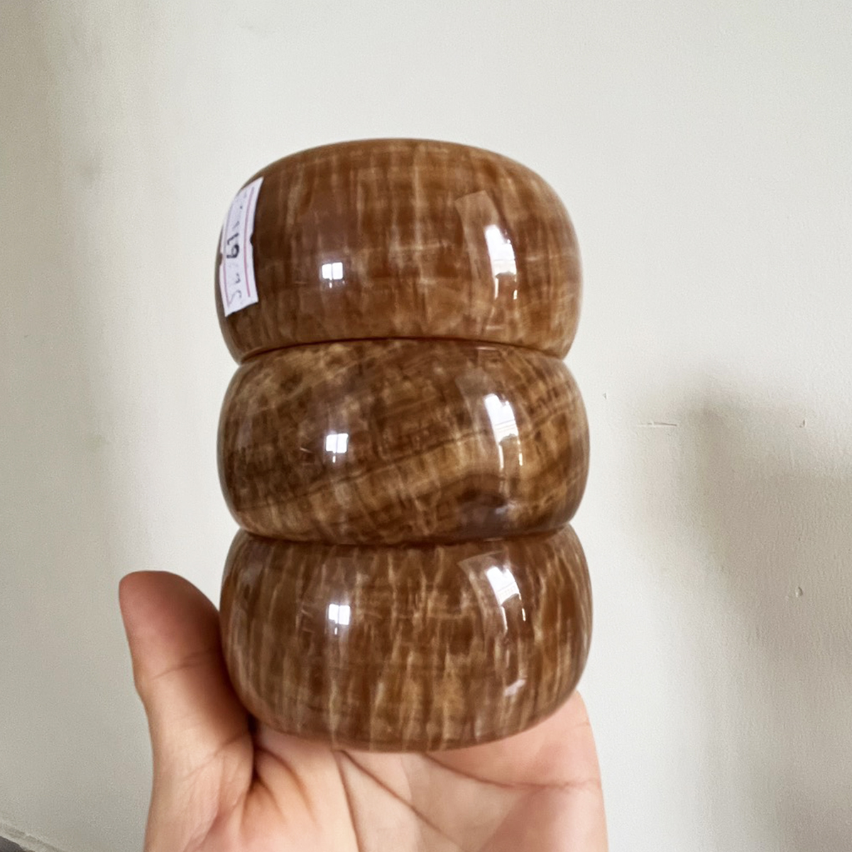 Vòng tay cẩm thạch màu vàng ngọc thật cho mệnh Kim và Thổ cao 2.7-3cm vongtaymenhkim