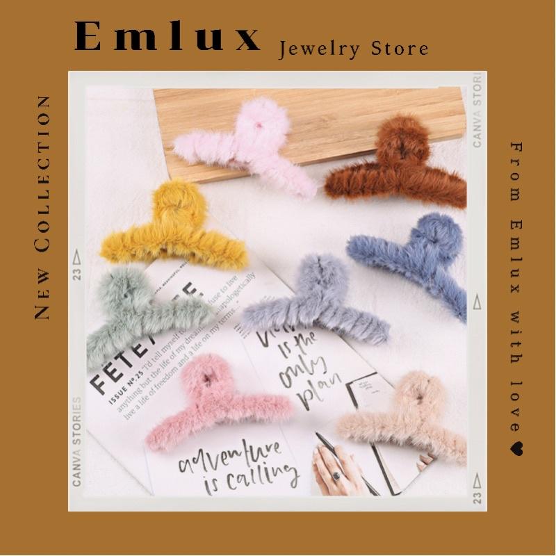 Kẹp tóc Hàn Quốc vải lông nhung sang chảnh nhiều màu sắc Emlux Jewelry Store