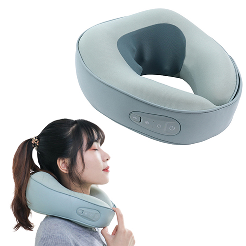 Gối massage cổ thư giãn khi đi máy bay, đi xe pin sạc ST-320A - Có khóa dán cố định máy với cổ | OKbuy