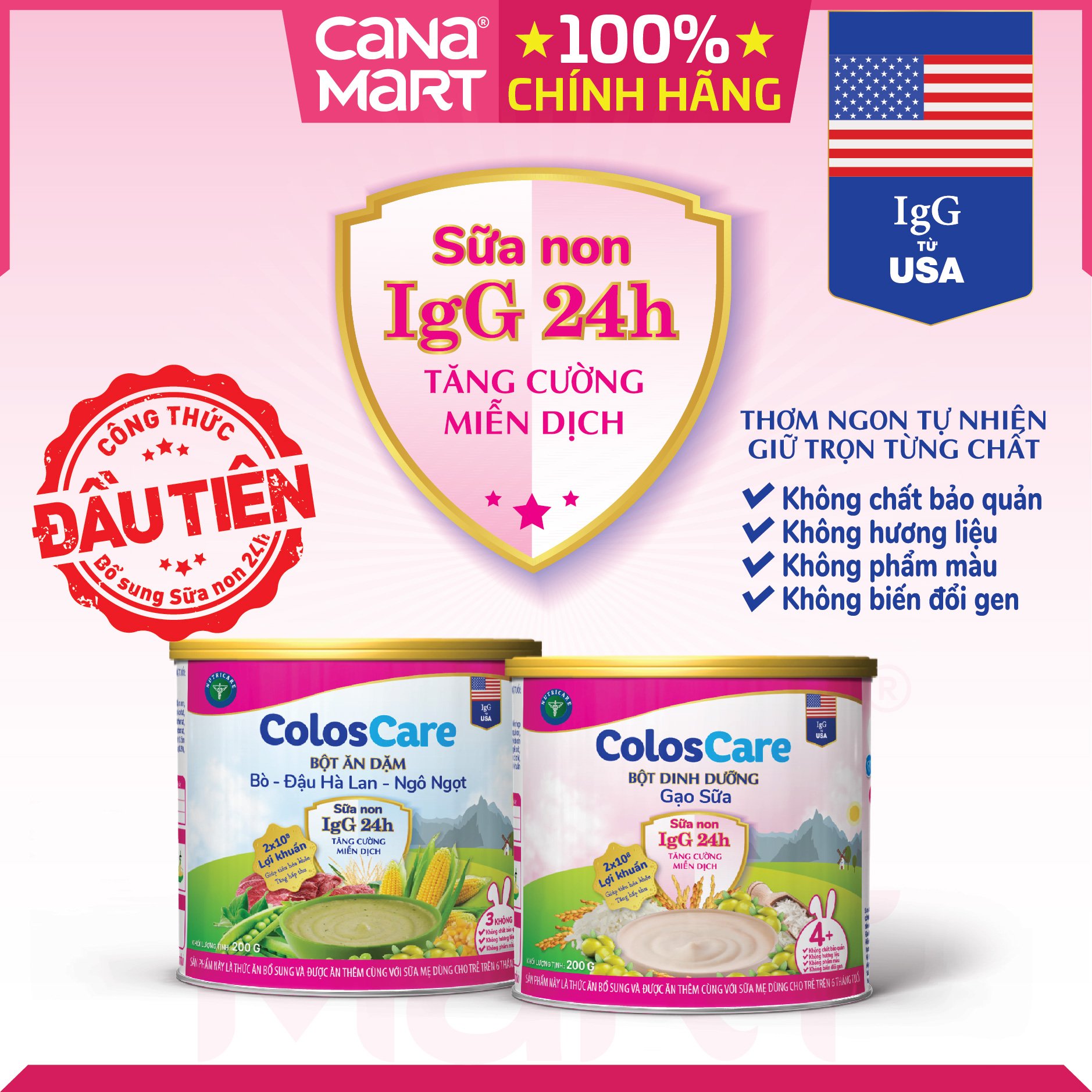 Bột ăn dặm tốt cho bé Nutricare Coloscare Bò - Đậu Hà lan - Ngô ngọt, sữa non IgG 24h