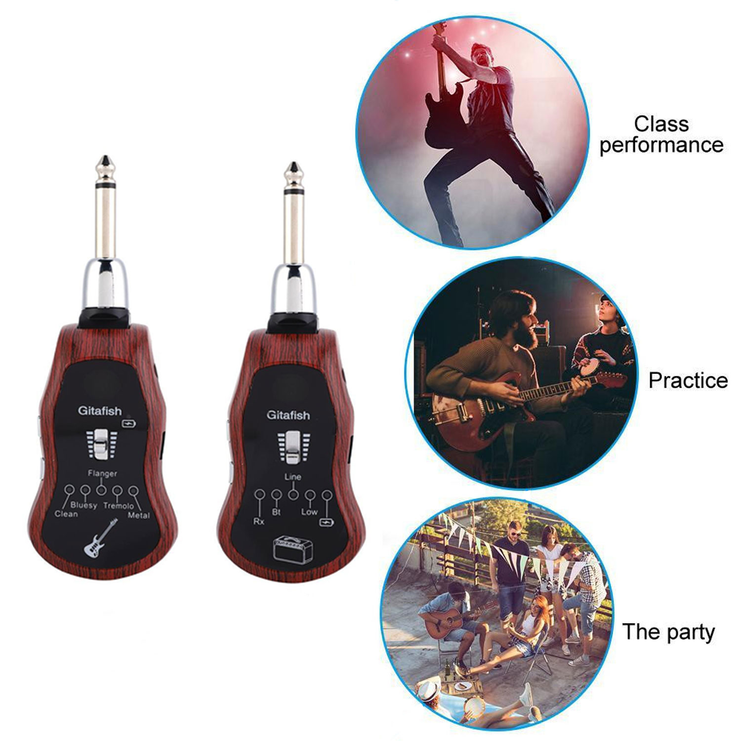 GitaFish K380C Bộ Thu Phát Tín Hiệu Không Dây Wireless System - Hỗ trợ Bluetooth (Pin sạc, Dùng cho Đàn Guitar và mọi loại Nhạc Cụ khác) - Kèm Móng Gẩy DreamMaker