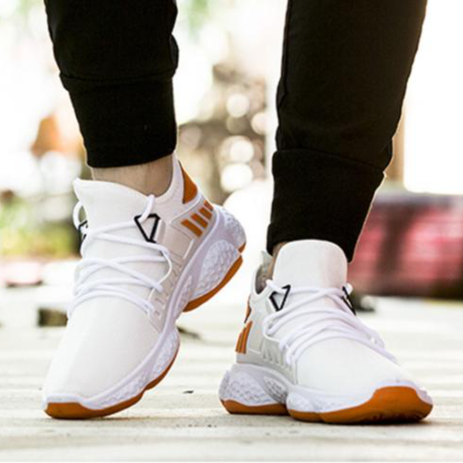 Giày Nam thể thao thời trang phong cách Hàn Quốc 1 màu trắng sọc cam duy nhất giá rẻ giao tận nơi