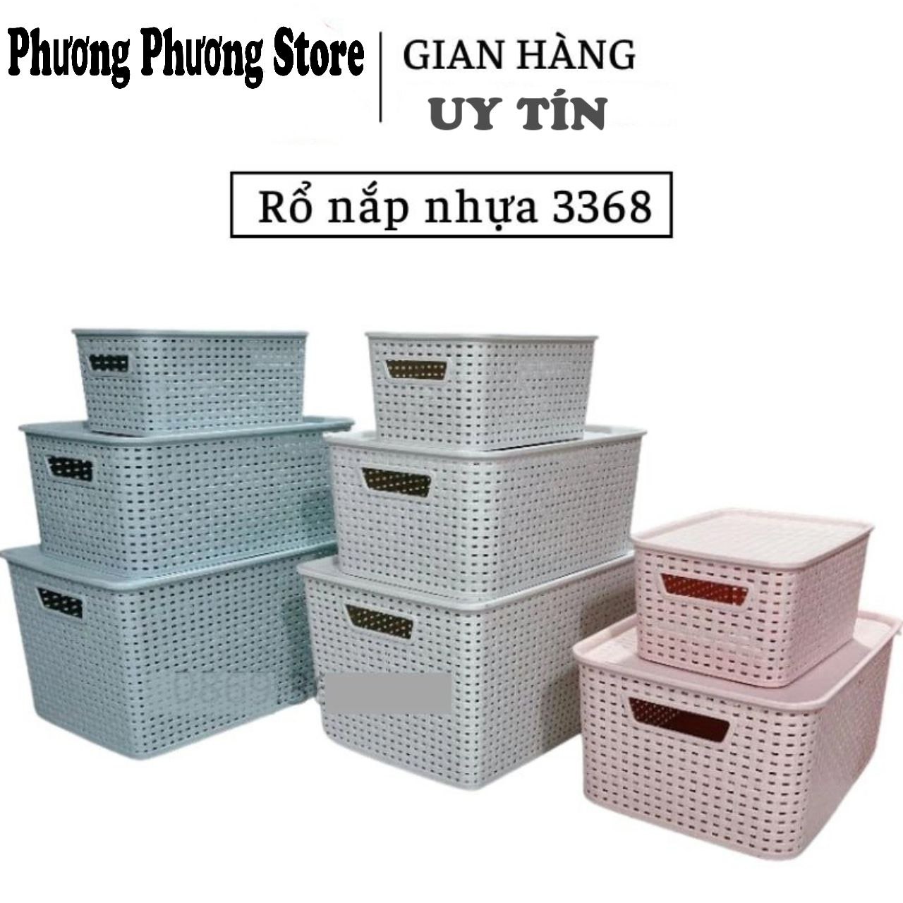 Thùng đựng đồ bằng nhựa giả mây có nắp đậy