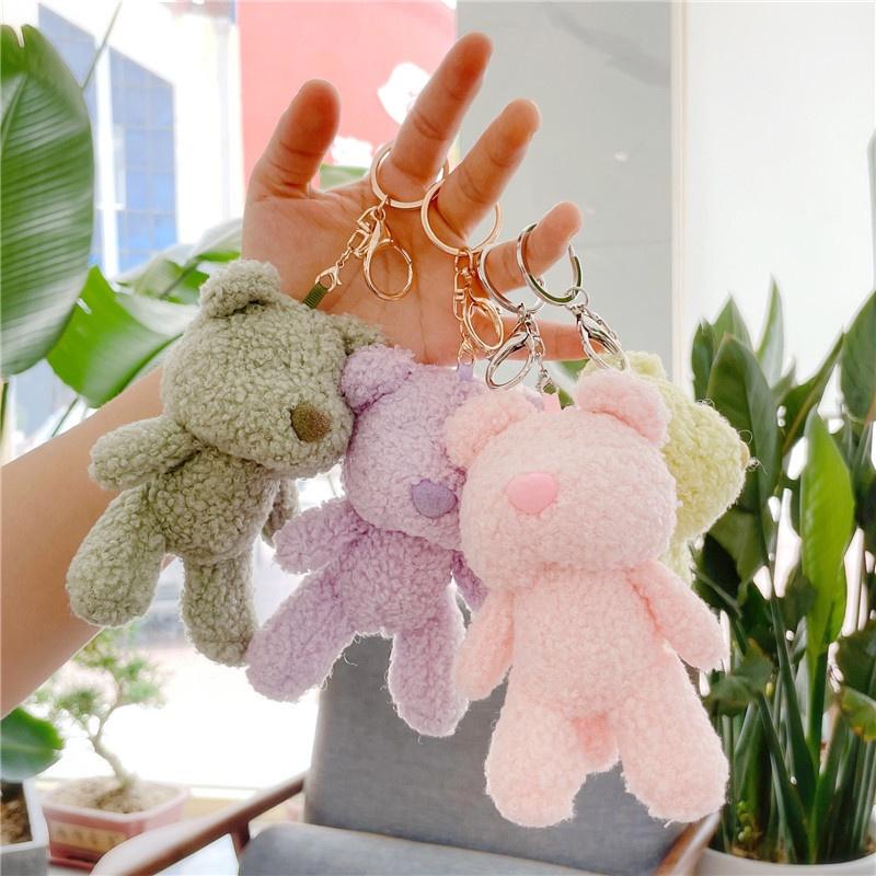 Móc khóa gấu bông hình chú gấu lông xù móc khóa trang trí balo túi xách cặp kích thước 10cm