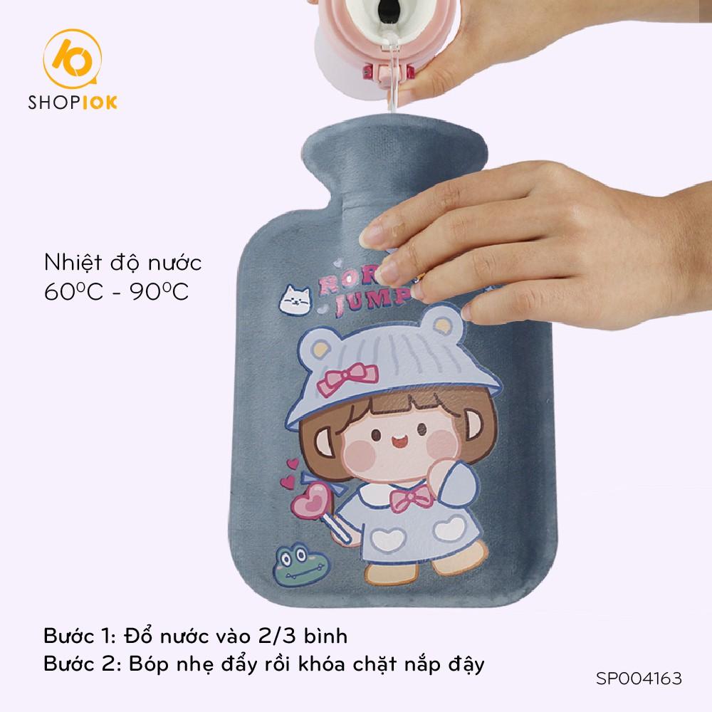 Túi chườm nóng nhung mềm giảm đau bụng kinh, túi chườm giữ ấm, hạ sốt 350ml SHOP10K- SP004163