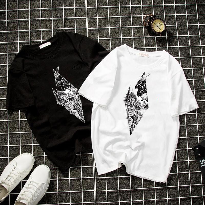 Áo thun unisex form rộng đồ họa cá tính Hàn Quốc vải dày mịn 2019T2001