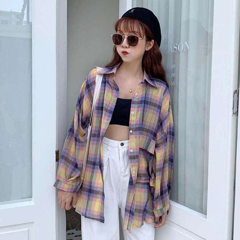 Áo khoác sơ mi kẻ sọc ca rô có túi