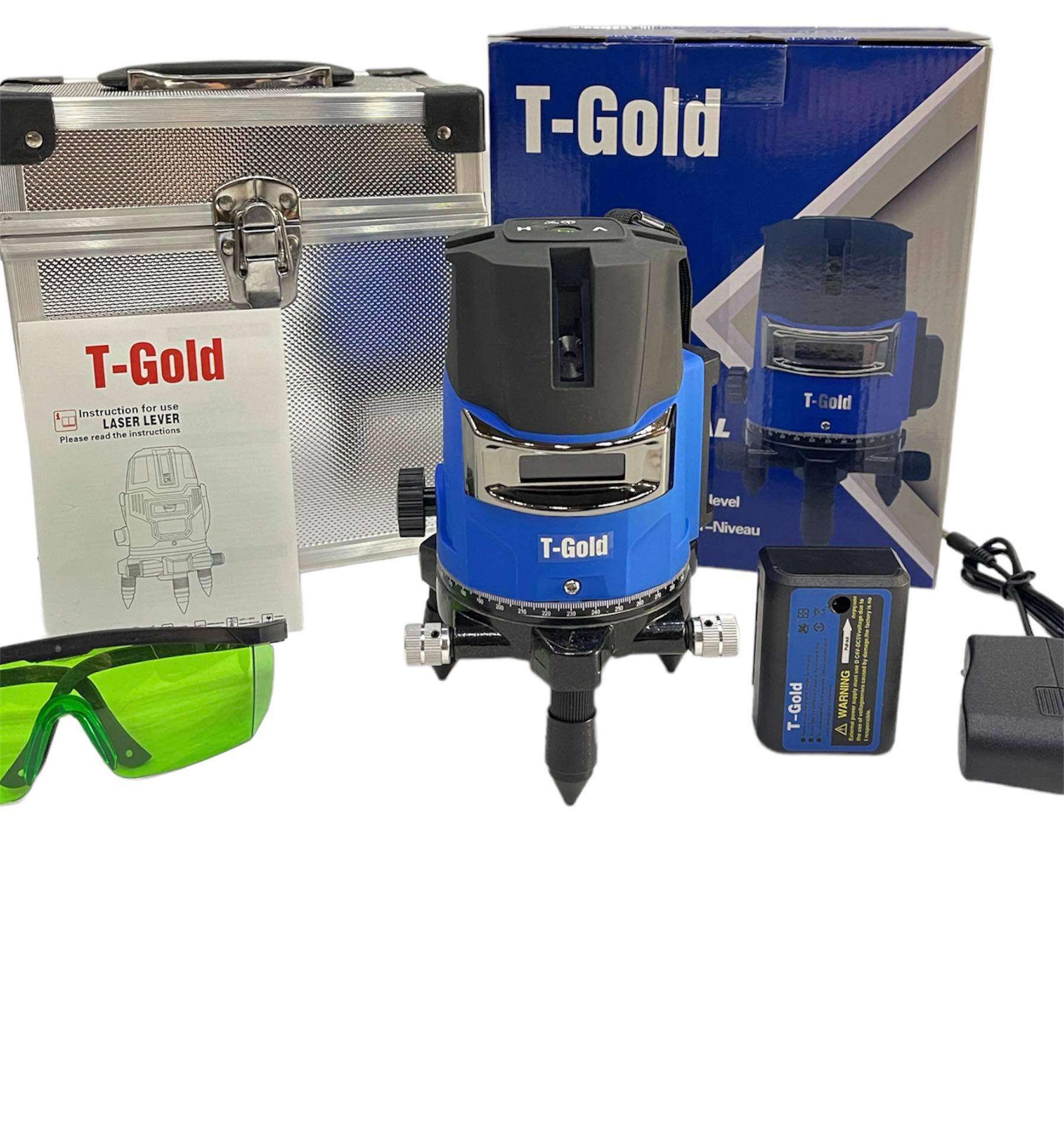 Máy Cân Bằng laser T-GLD 5 Tia Xanh hộp nhôm kèm chân