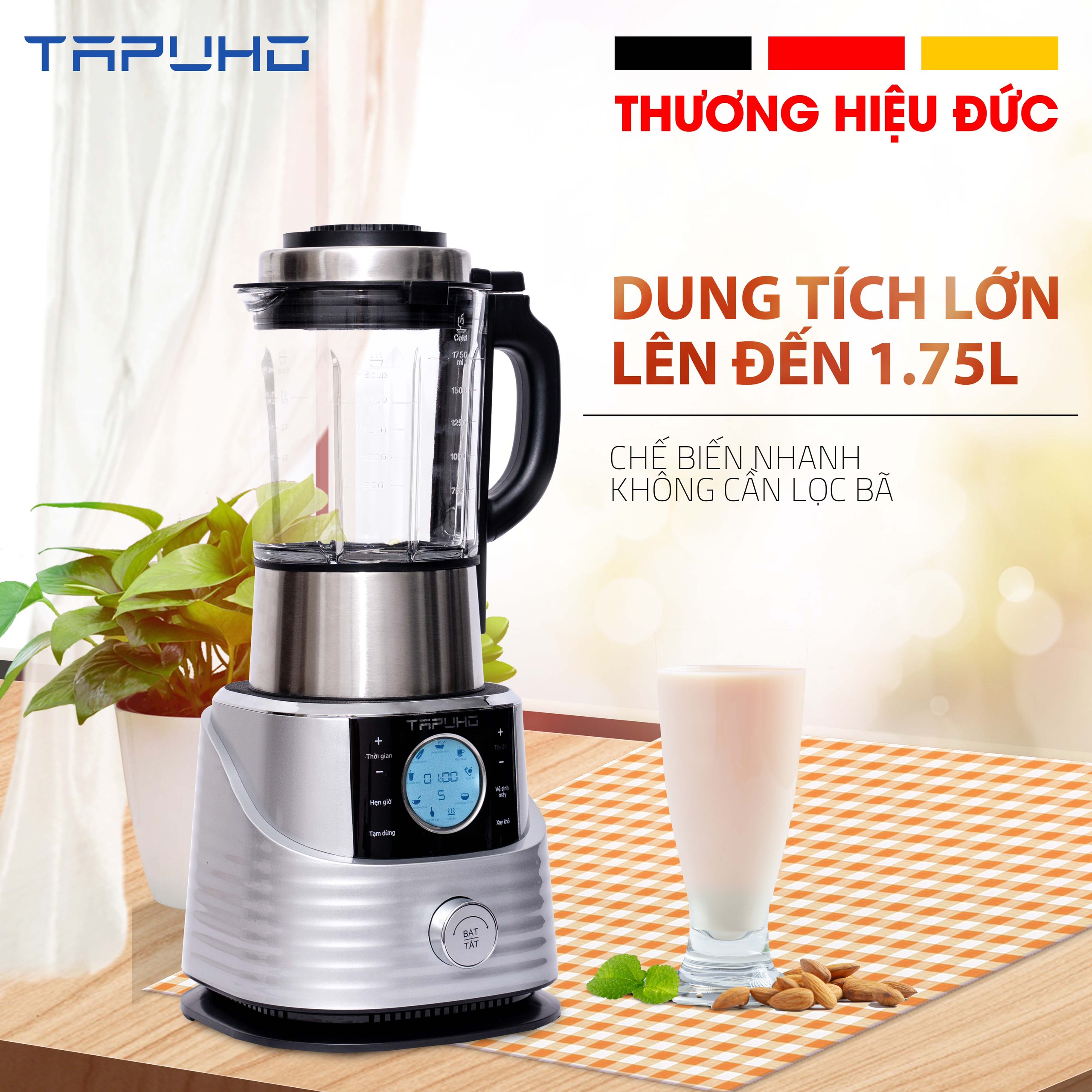 Máy làm sữa hạt, xay sinh tố TAPUHO T01 - Thương hiệu Đức (hàng chính hãng)