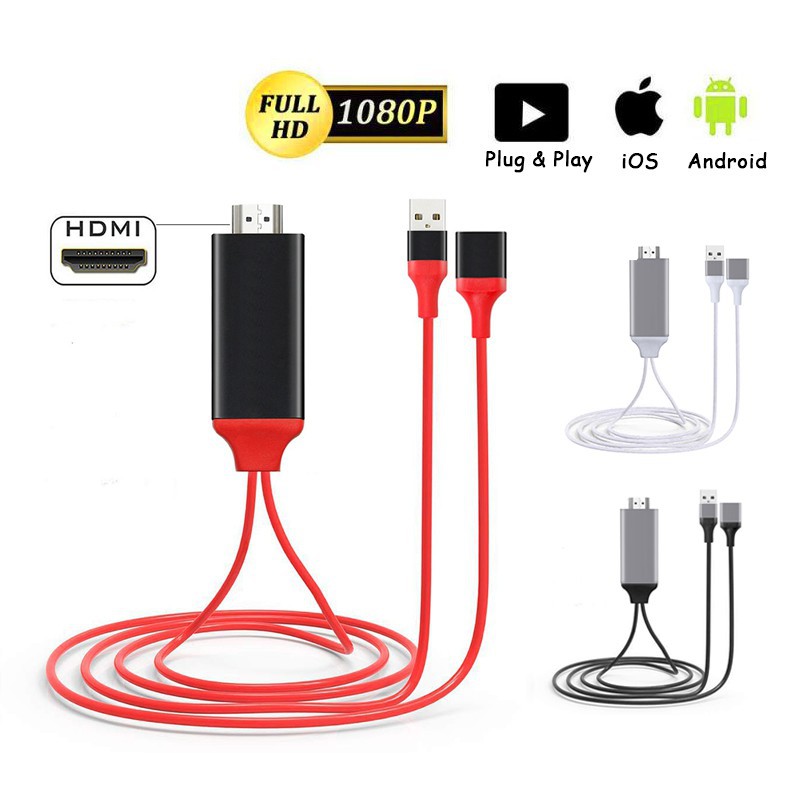 Cáp HDMI kết nối điện thoại có MHL ra Tivi đa năng hỗ trợ cho cả lightning/micro/typeC qua cổng OTG - Hàng nhập khẩu