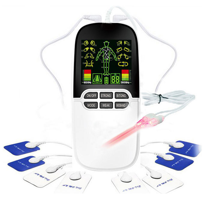 Máy massage xung điện pin sạc 8 miếng dán đèn hồng ngoại trị liệu JY-A818