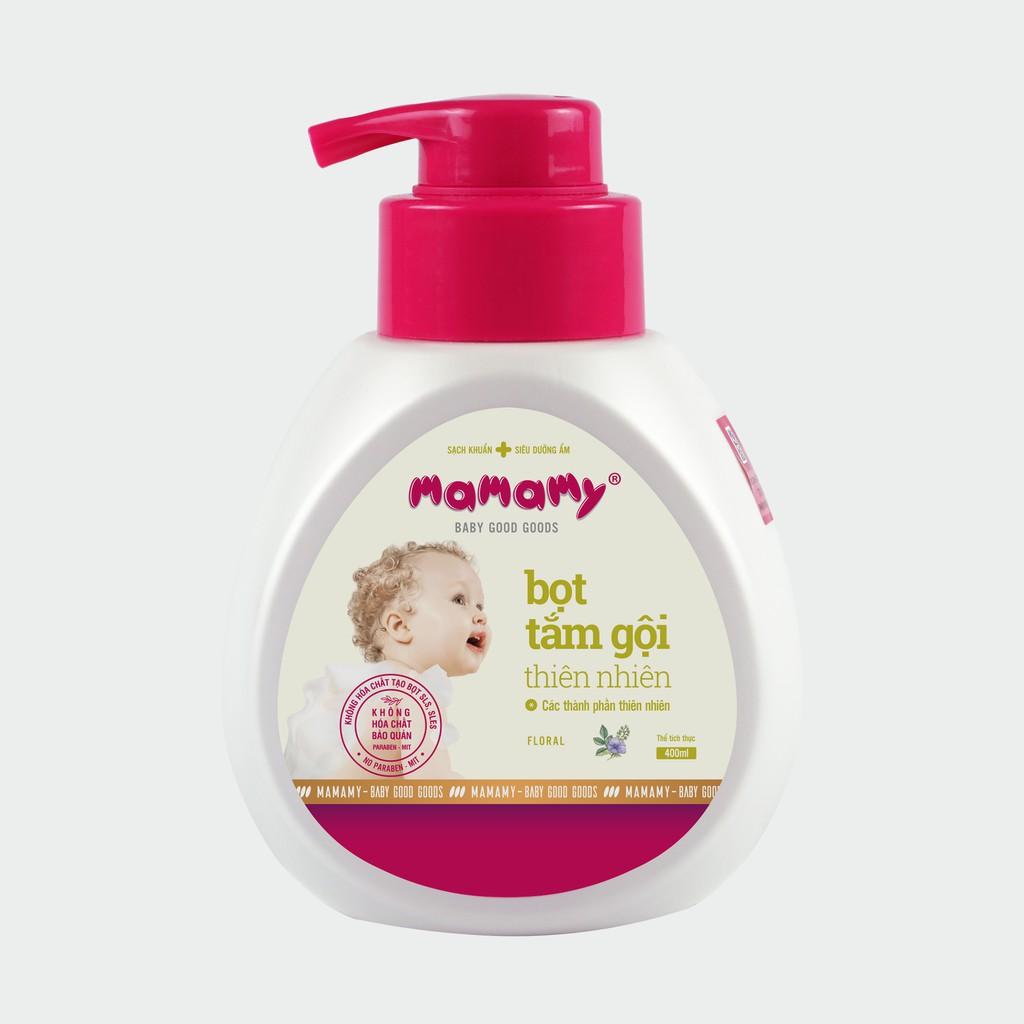 Combo 1 Chai Bọt Tắm Gội Thiên Nhiên Mamamy 400ml + 1 Túi Bổ Sung Floral 400ml