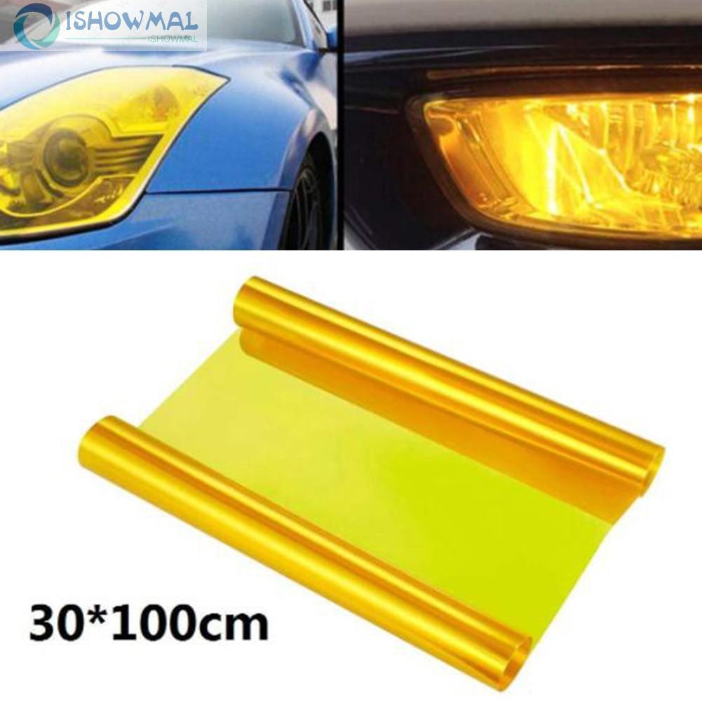 Phim Dán Đèn Pha Xe Hơi màu vàng xuyên sáng phá sương, Kích Thước 30x100cm
