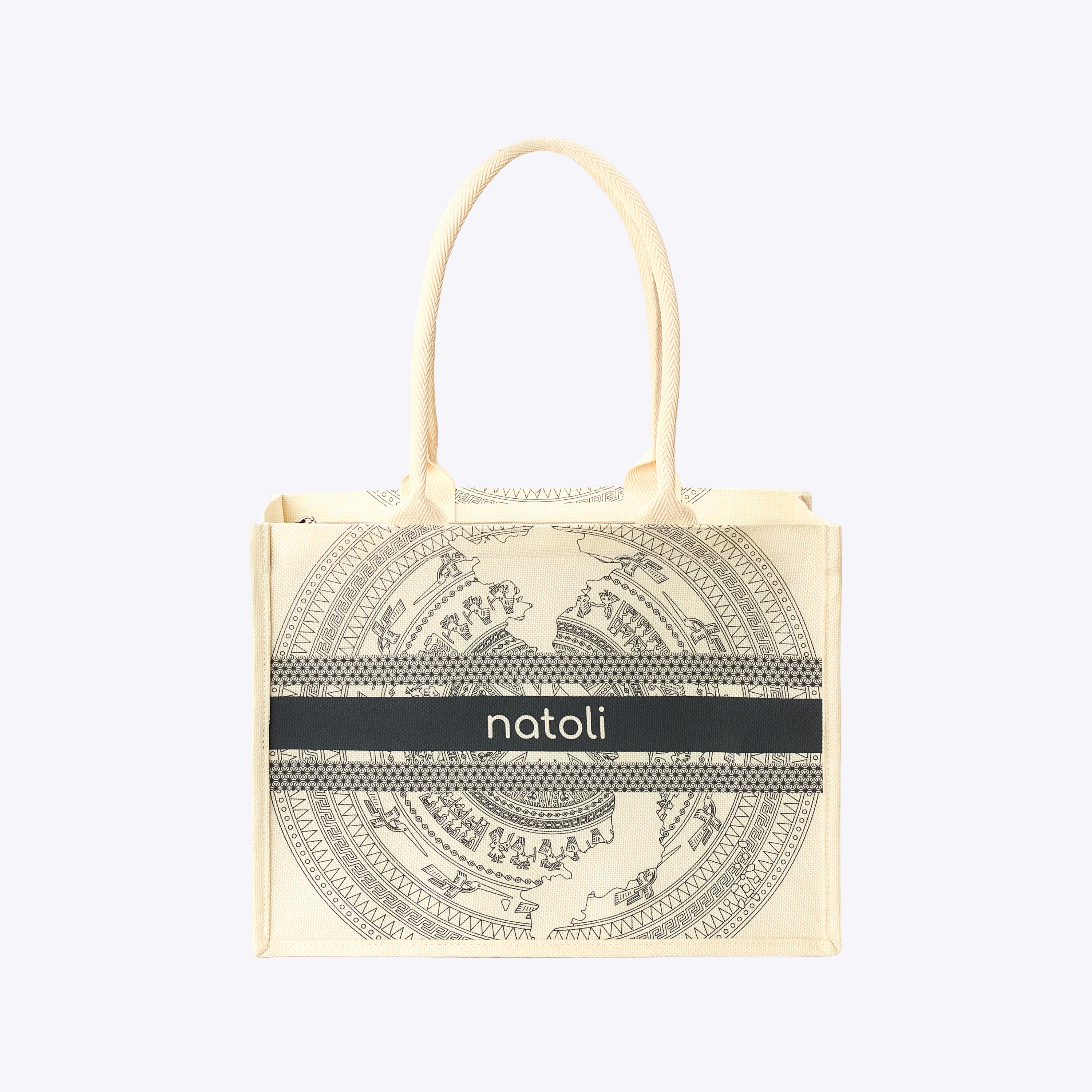 Túi cói vintage, túi đi biển NATOLI đi du lịch, đi chơi có khóa kéo đựng đồ tiện lợi BST Artisan Eco Jute Tote T36