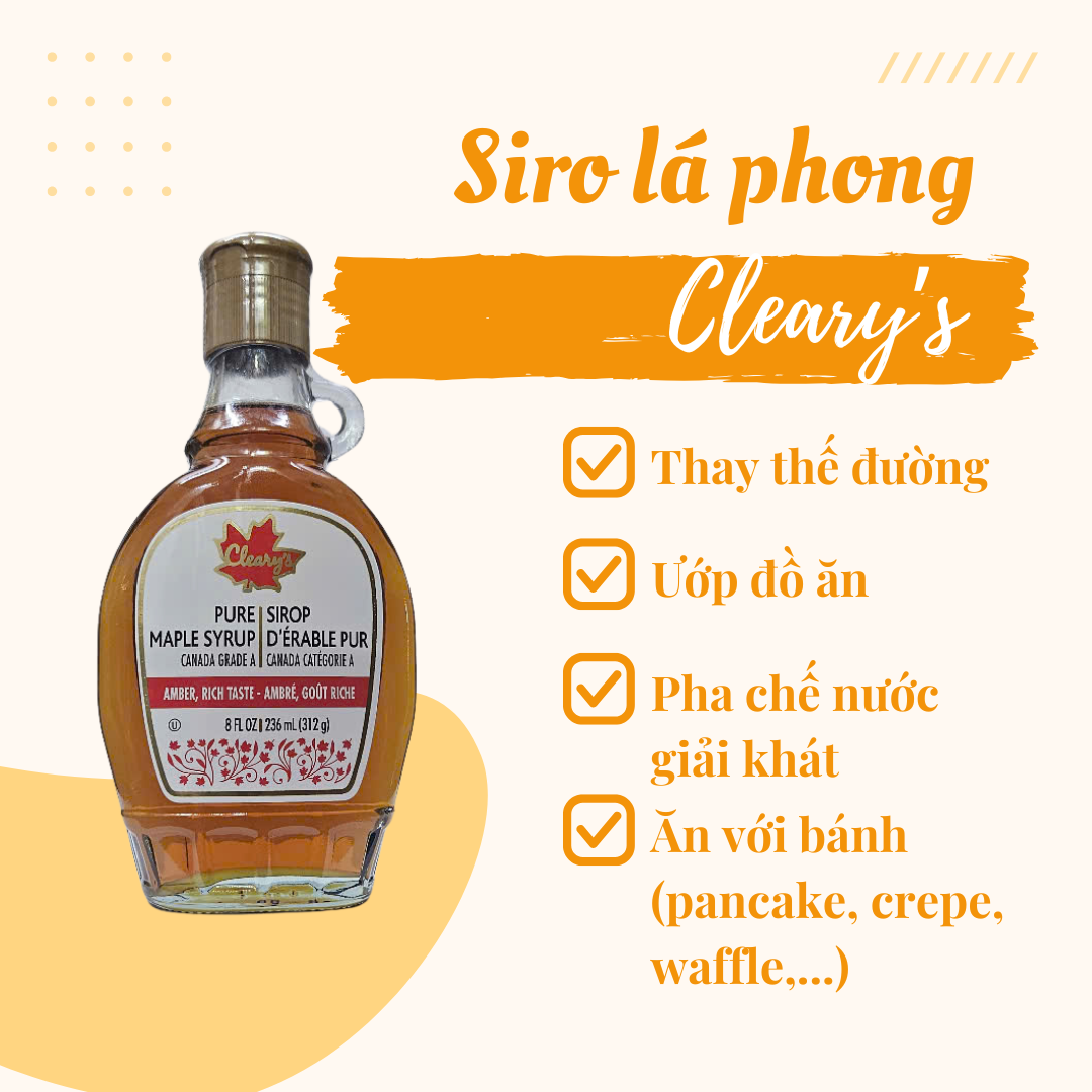 Siro Lá phong làm bánh siro dùng pha chế thức uống, làm bánh - 236ML Hiệu Cleary's CANADA