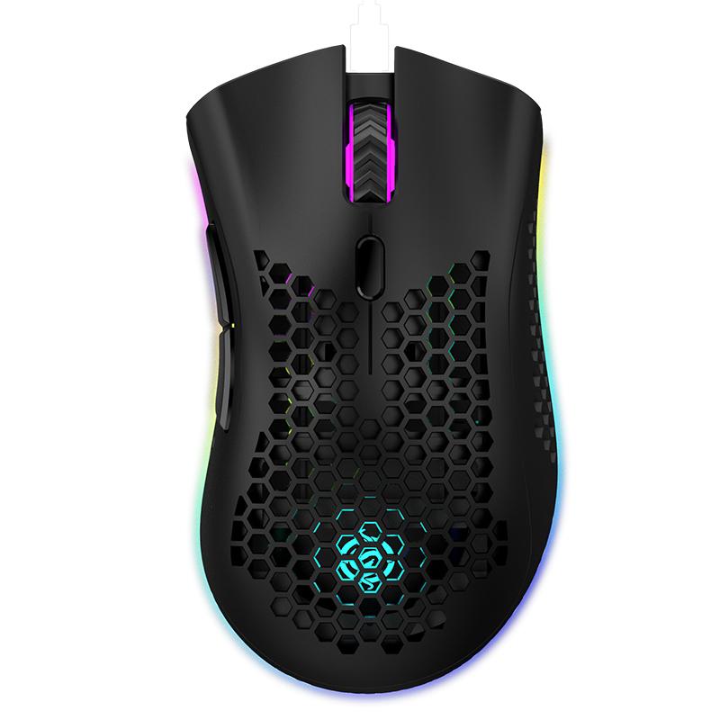 BM600 RGB Chuột Không Dây Chơi Game Nhẹ Tổ Ong Vỏ Công Thái Chuột Có Dây MềM MạI Cáp Chuột Game Thủ