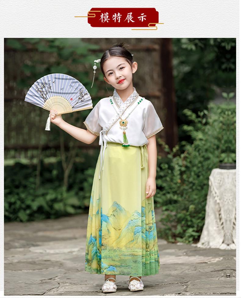 SHUANGYAN Cô gái ngựa mặt váy phù hợp với trẻ em Hán phục cổ trang nửa người váy cô gái nhỏ Trung Quốc phong cách mùa hè mỏng Đường trang phục Minh chế