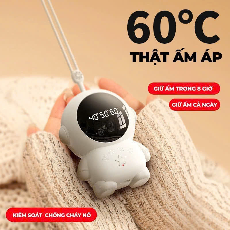 Máy Sưởi Ấm Mini Cầm Tay - Kết Hợp Sạc 1200mAh - Màn Hình Hiển Thị Nhiệt Độ Kỹ Thuật Số Văn Phòng Dã Ngoại Du Lịch Phượt - Hàng Nhập Khẩu