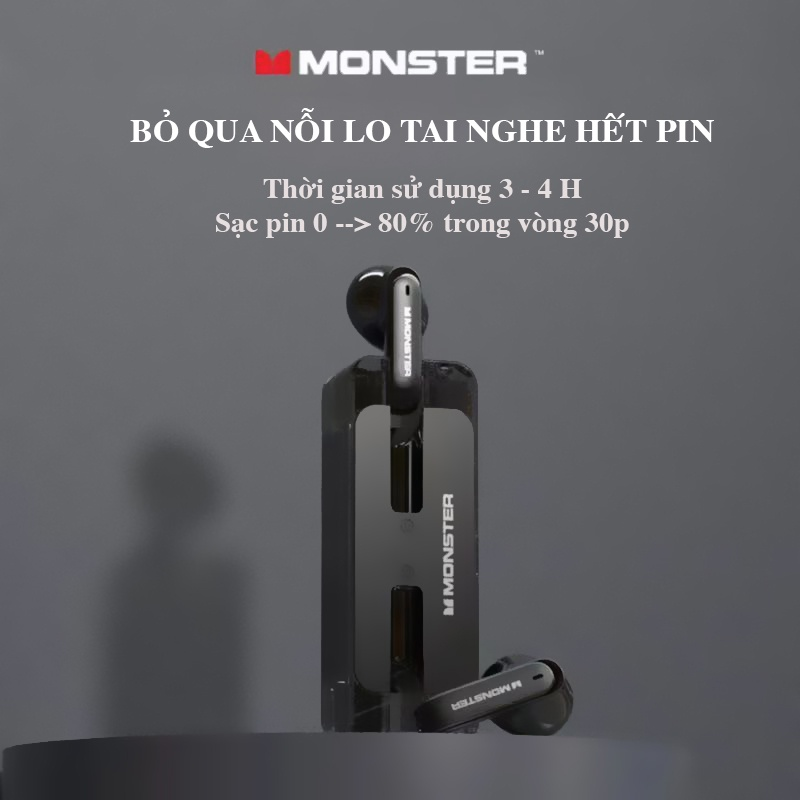 Tai Nghe Bluetooth TWS Monster Airmars XKT08 【Mic Đàm Thoại ◆ Cảm Ứng Đa Điểm】- Hàng Nhập Khẩu