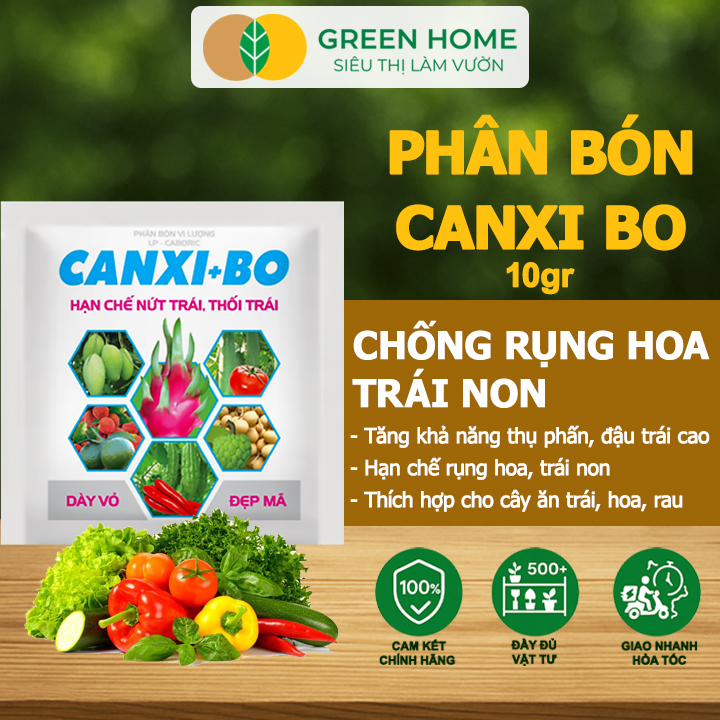 Phân Bón Canxi Bo Greenhome, Viên 10Gr, Tăng Đậu Trái, Chống Rụng Hoa Và Trái Non, Chống Thối Trái