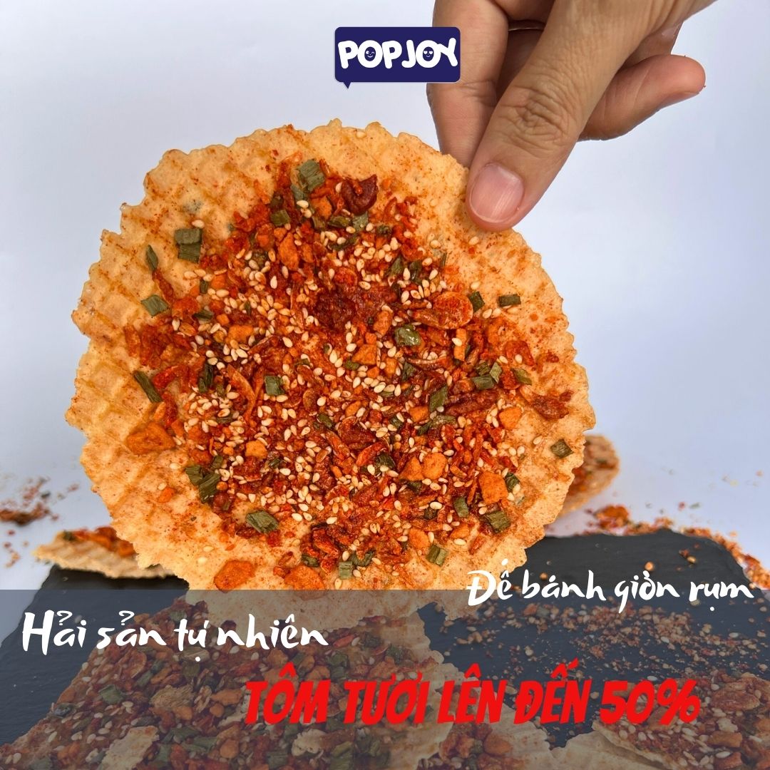 Combo 4 Vị Bánh Tráng Nướng Popjoy 125gram-Đặc Sản Nha Trang-Tôm Tươi, Mực Tươi, Cá Cơm Tự Nhiên, Pizza Gà Nướng Phô Mai