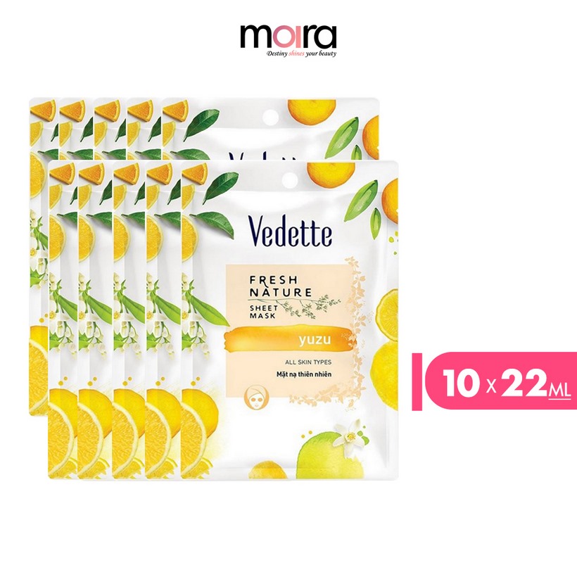 Combo 10 Mặt nạ thiên nhiên Vedette Yuzu 22ml