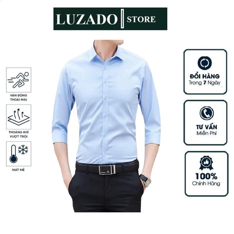 Áo sơ mi nam công sở LUZADO, sơ mi nam trắng đẹp dài tay cao cấp dáng Hàn Quốc chất lụa mịn không nhăn, thấm mồ hôi.