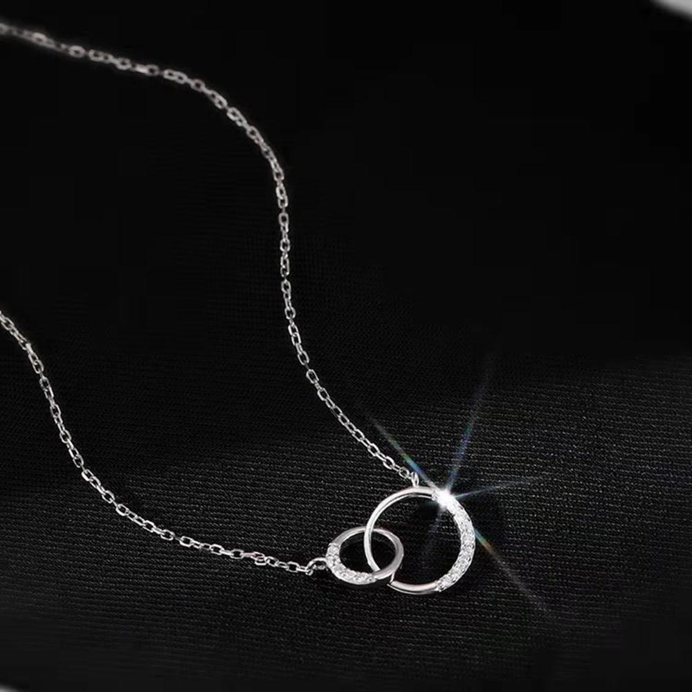 Vòng Cổ Choker Mặt Tròn Kép Đính Đá Đơn Giản Phong Cách Hàn Quốc