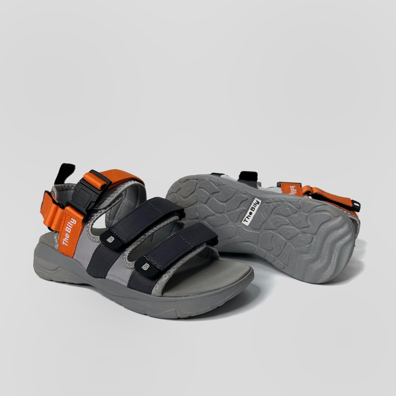 Giày Sandal Nam Nữ Unisex The BiLy Quai Ngang Dây Dù Đế IP Siêu Êm Nhẹ Đế Xám Màu Xám Cam-BLDX08