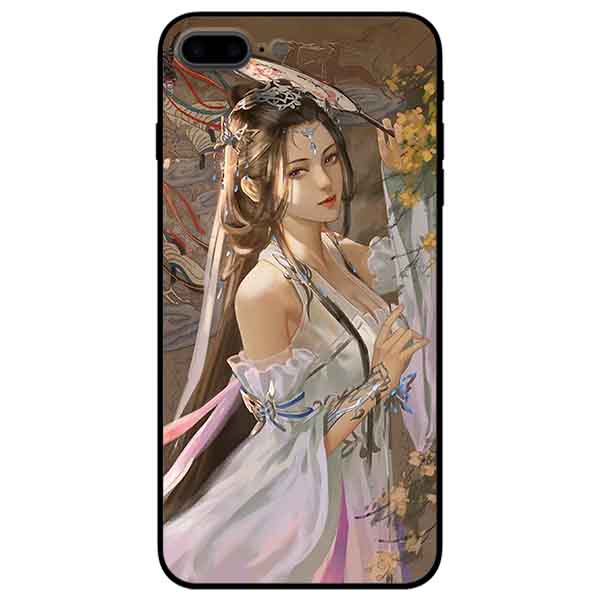 Ốp lưng in cho Iphone 7 Plus/ 8 Plus Mẫu Cô Gái Cầm Quạt