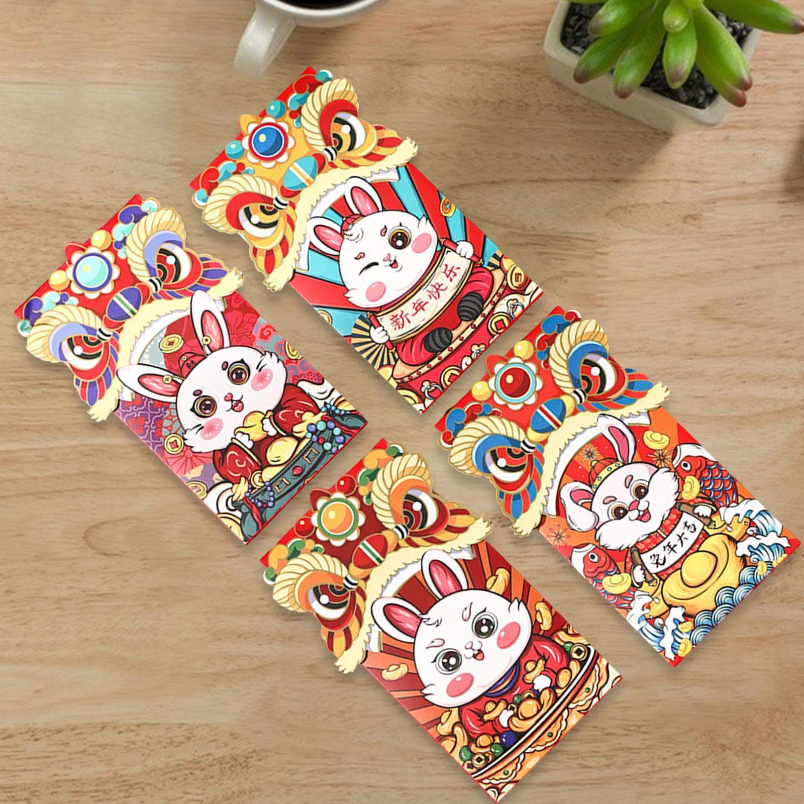 8 Chinese Red Envelopes with Red Pockets for Party, Wedding Gift
