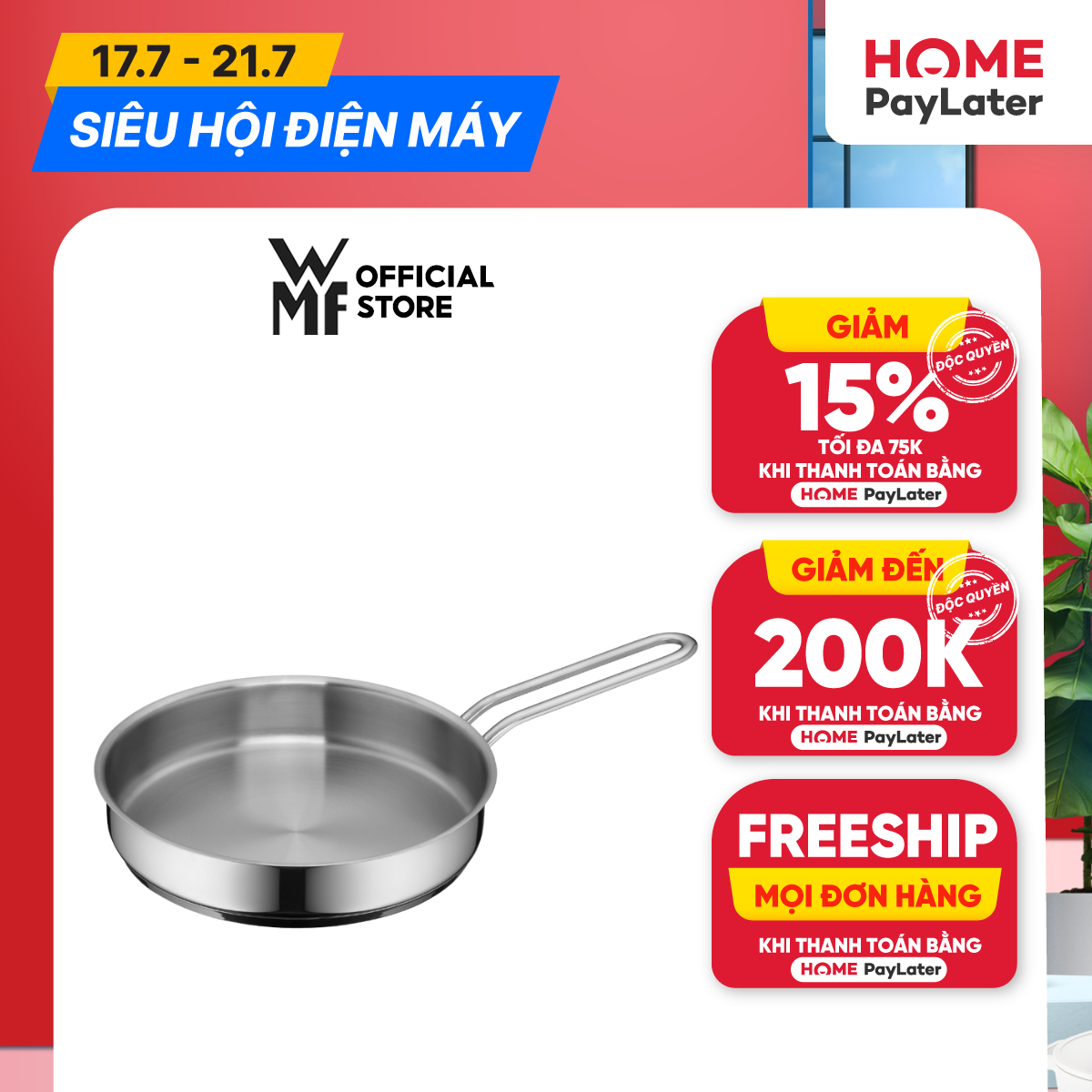 Chảo Thép Mini WMF Pfanne Frying Pan 18cm Tay Cầm Cách Nhiệt Chất Liệu Cao Cấp, Dùng Được Cho Mọi Loại Bếp - 0718806041