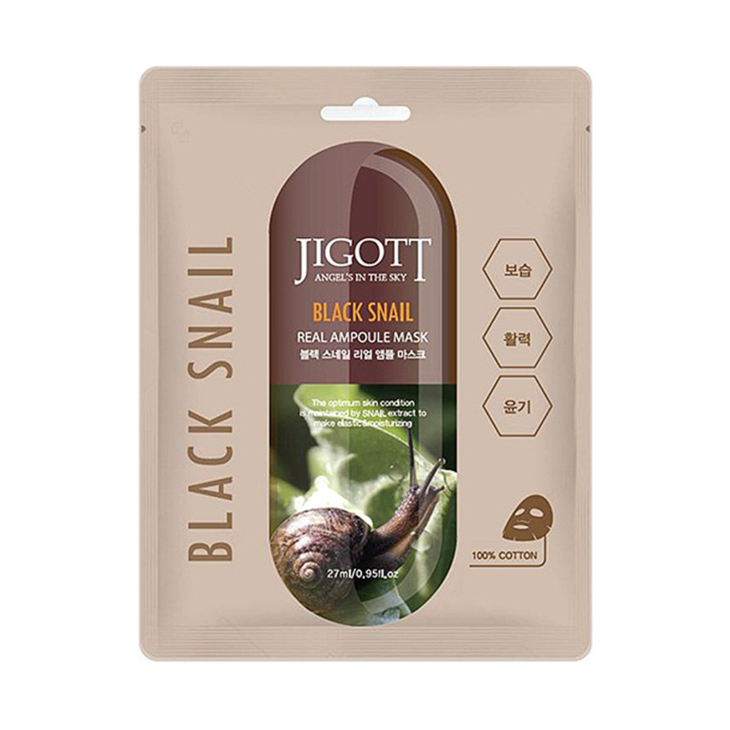 MẶT NẠ ỐC SÊN ĐEN-JIGOTT BLACK SNAIL REAL AMPOULE MASK 27ml