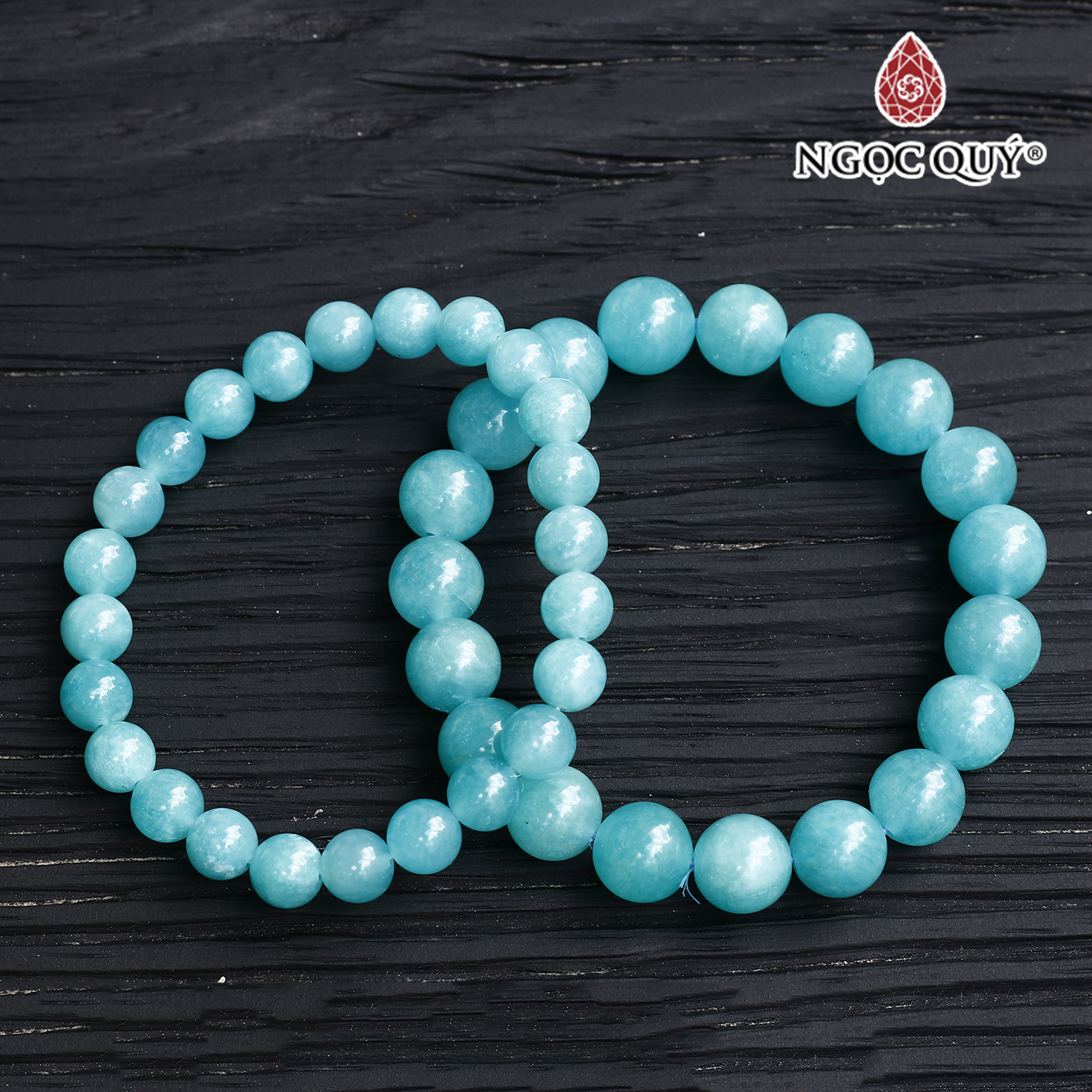 Vòng tay trơn đá Amazonite size hạt 9mm mệnh thủy , mộc - Ngọc Quý