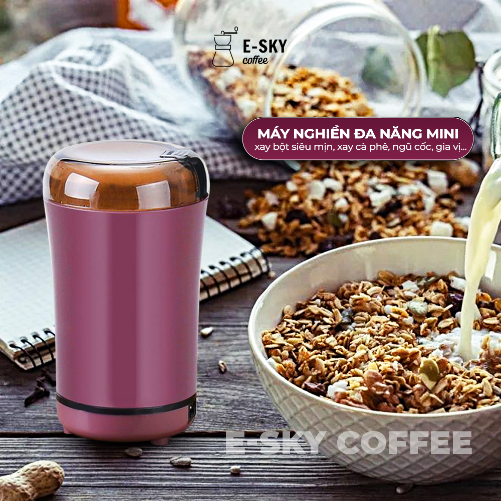 Máy Xay Cà Phê Mini E-sky Coffee Nhỏ Gọn Tiện Lợi Đa Năng, Máy Xay Tỏi Ớt, Hạt Khô, Ngũ Cốc Siêu Mịn, Siêu Nhanh